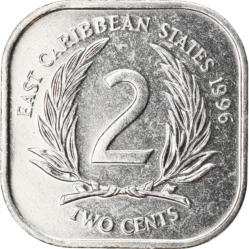 Eastern Caribbean States Coin 2 Cents | Queen Elizabeth II | Palm | KM11 | 1981 - 2000