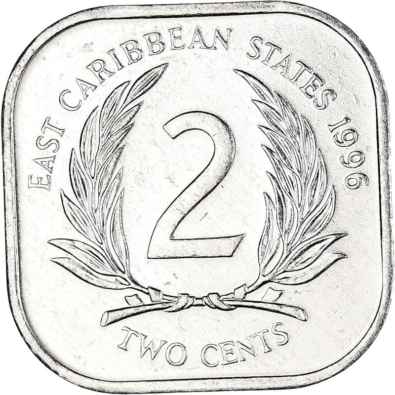 Eastern Caribbean States Coin 2 Cents | Queen Elizabeth II | Palm | KM11 | 1981 - 2000