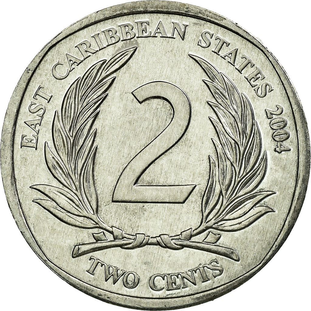 Eastern Caribbean States Coin 2 Cents | Queen Elizabeth II | Palm | KM35 | 2002 - 2011