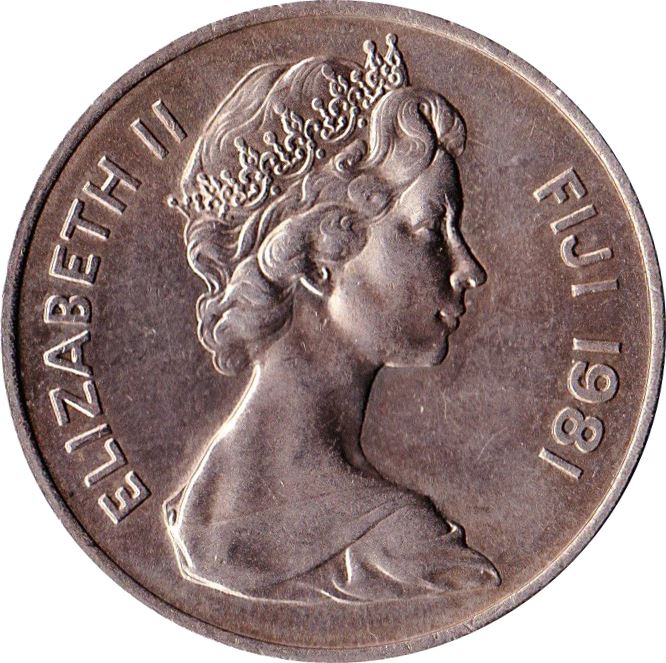 Fiji | 20 Cents Coin | Elizabeth II | Tabua | Sperm Whale | KM31 | 1969 - 1985