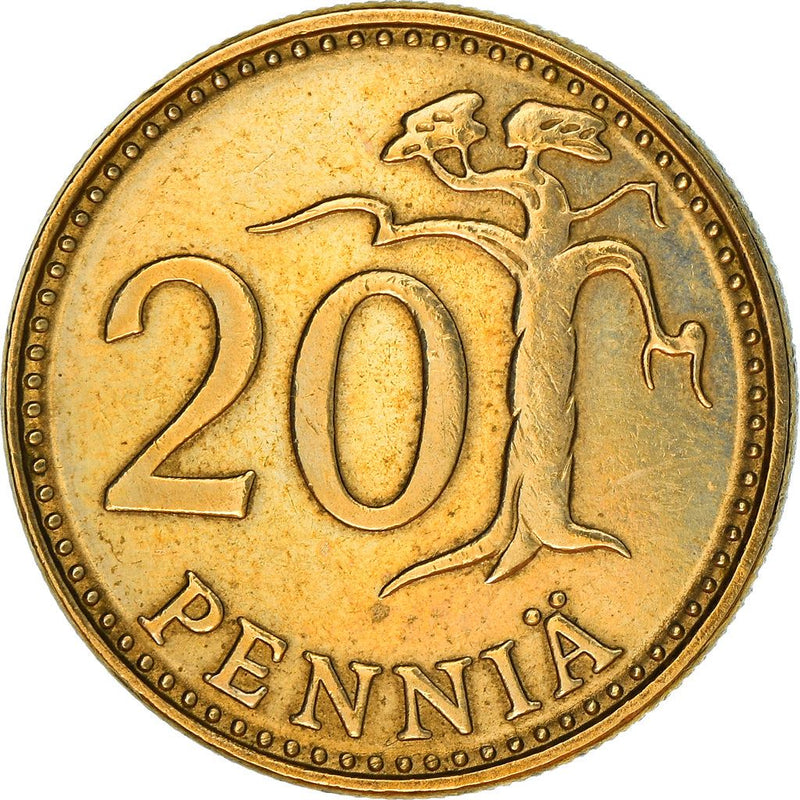 Finland Coin Finnish 20 Pennia | Pine Tree | KM47 | 1963 - 1990
