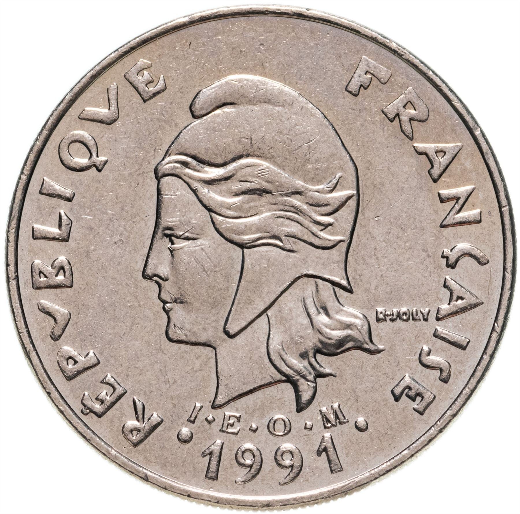 French Polynesia Coin French Polynesian 20 Francs | Marianne | Phrygian Cap | Flowers | KM9 | 1972 - 2005