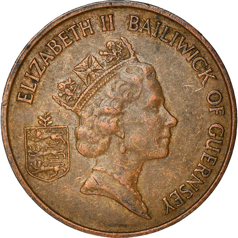Guernsey Coin | 1 Penny | Queen Elizabeth II | Crab | KM40 | 1985 - 1990