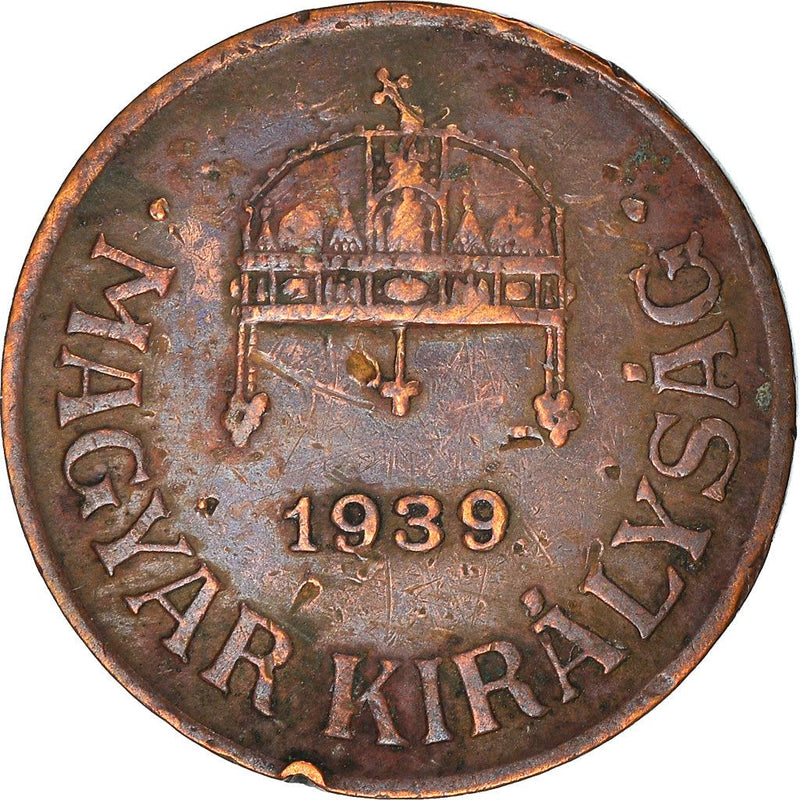 Hungary 1 Filler Coin | Miklos Horthy | Crown | KM505 | 1926 - 1939