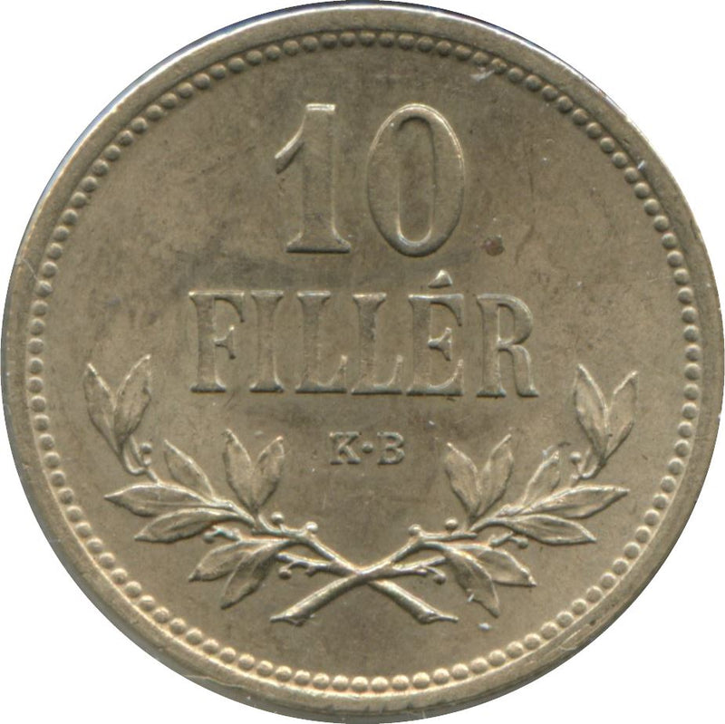 Hungary 10 Filler Coin | Franz Joseph I | Saint Stephen Crown | KM494 | 1914 - 1916