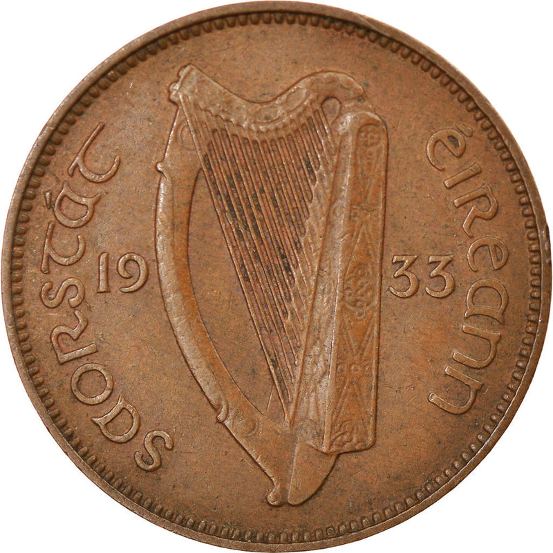 Ireland Coin Irish 1 Feoirling | Woodcock Bird | Celtic Harp | KM1 | 1928 - 1937