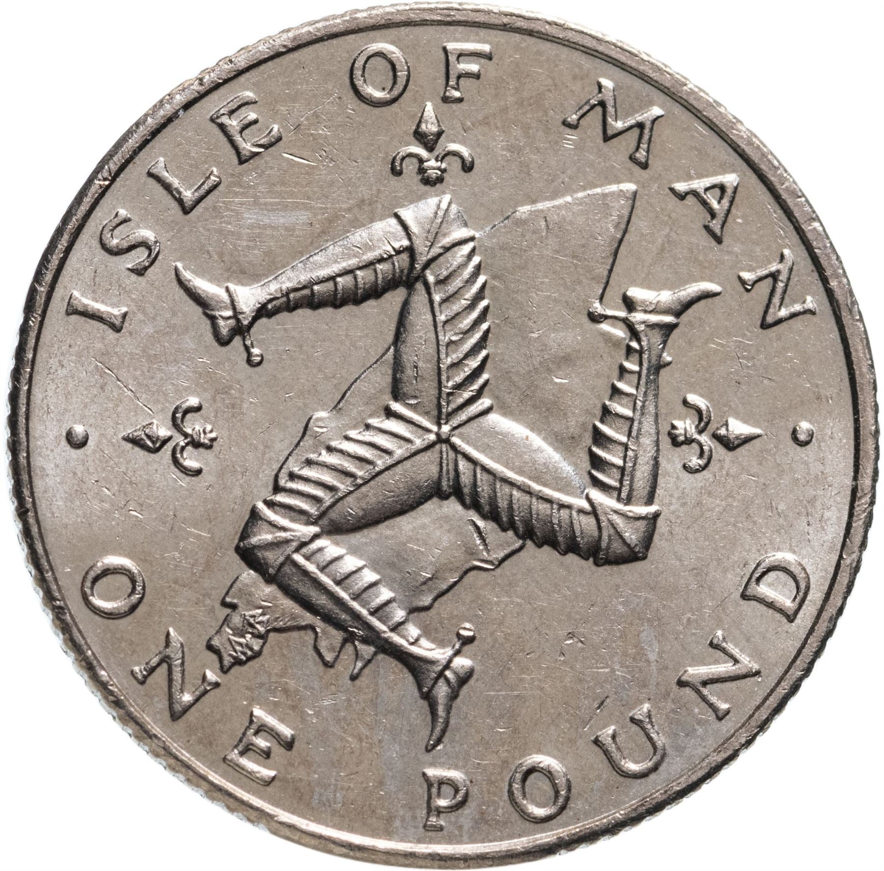 Isle of Man 1 Pound Coin | Queen Elizabeth II | Triskeles Emblem | KM44 | 1978 - 1982