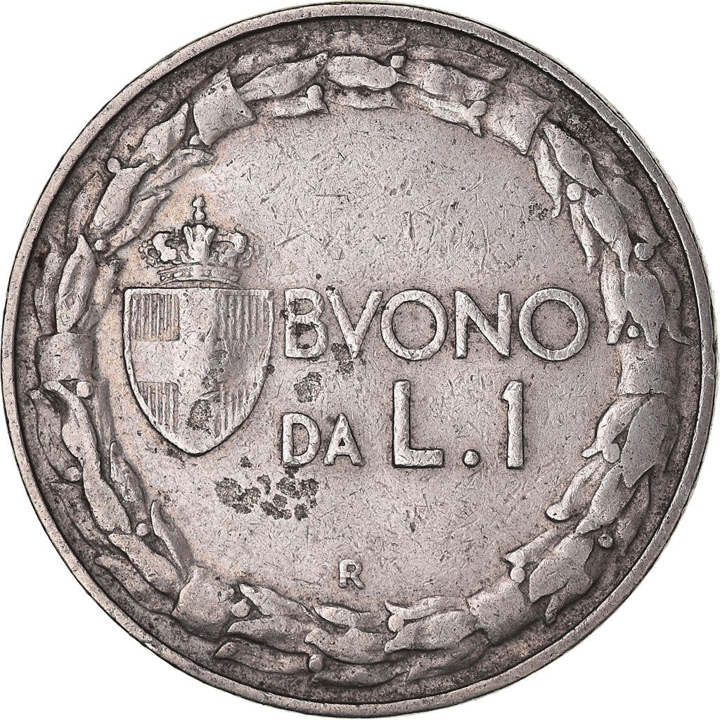 Italy Coin 1 Lira - Vittorio Emanuele III | Libertine | Savoy Shield | Olive | KM62 | 1922 - 1935