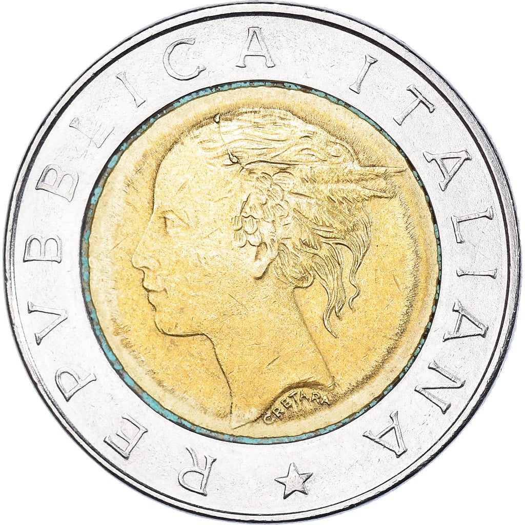 Italy Coin 500 Lire Bank of Italy Centennial | Female Head | KM160 | 1993
