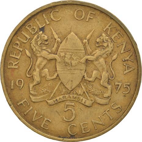 Kenya 5 Cents | Jomo Kenyatta 1963 - 1978 Coin | KM10 | 1969 - 1978