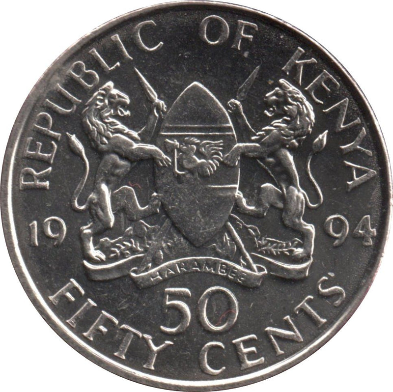 Kenya 50 Cents Coin | KM19a | 1994