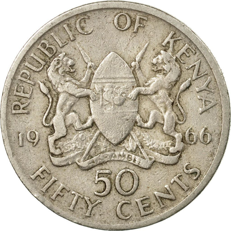 Kenya 50 Cents | Mzee Jomo Kenyatta Coin | KM4 | 1966 - 1968