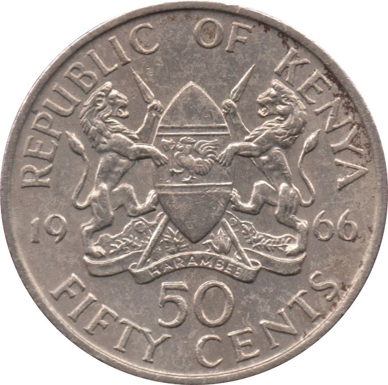 Kenya 50 Cents | Mzee Jomo Kenyatta Coin | KM4 | 1966 - 1968