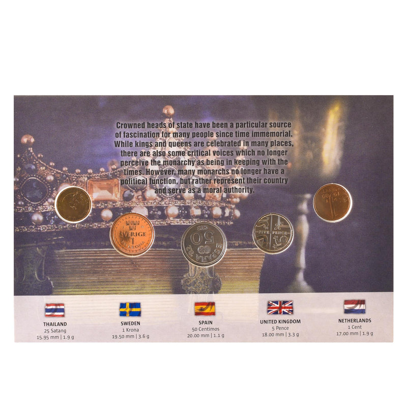 Kings & Queens | 5 Coin Set | Juliana | Elizabeth II | Juan Carlos I | Carl Gustaf XVI | Bhumibol Adulyadej