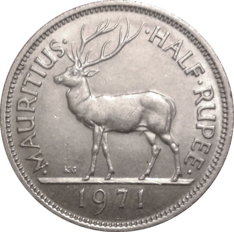 Mauritius 1/2 Rupee Coin | Queen Elizabeth II | KM37 | 1965 - 1978