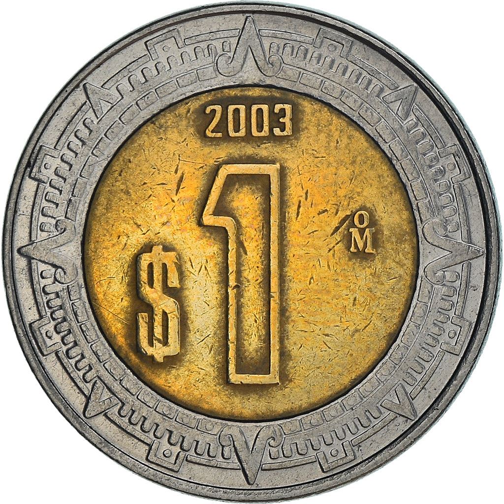 Mexico 1 Peso Coin | Aztec calendar | Piedra del Sol | Golden Eagle| Ring of Splendor | KM603 | 1996 - 2021