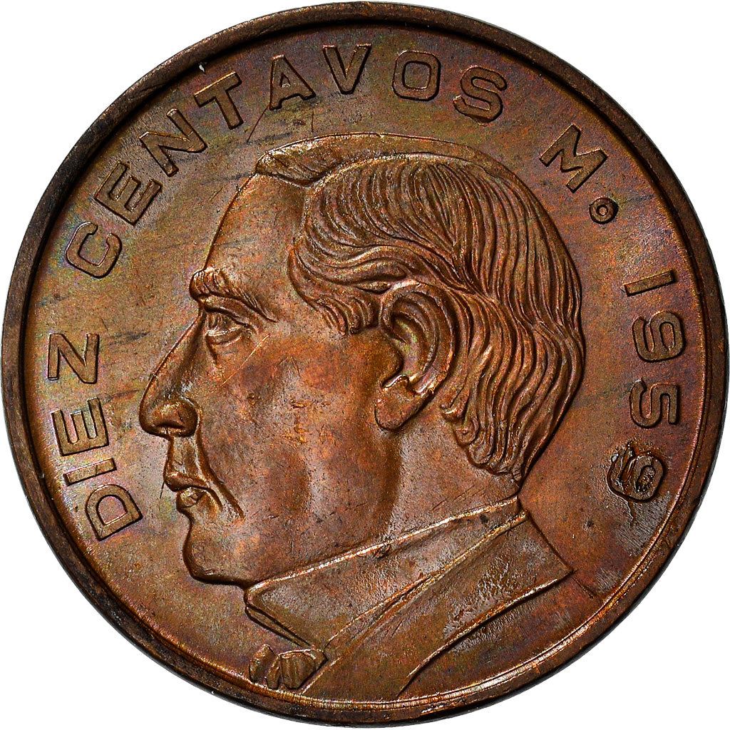 Mexico 10 Centavos | Benito Juárez | Mexican Coin | KM433 | 1955 - 1967