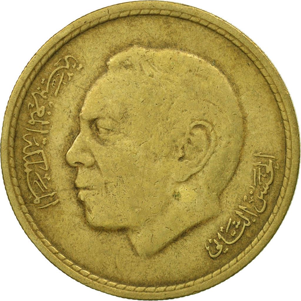 Morocco 20 Santimat / Centimes - Hassan II 2nd portrait Coin Y61 1974