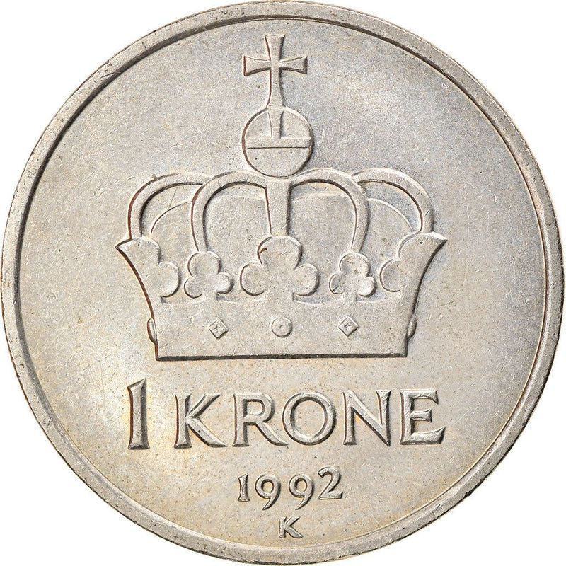 Norway 1 Krone - Harald V Coin KM436 1992 - 1996