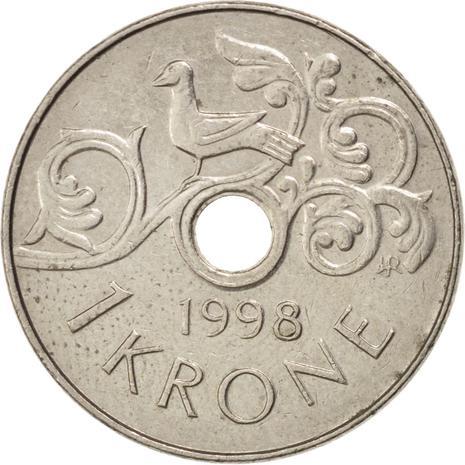 Norway 1 Krone - Harald V Coin KM462 1997 - 2016