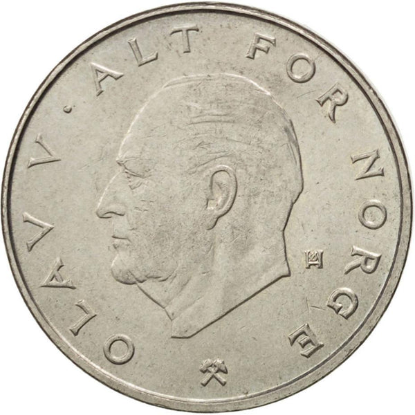 Norway 1 Krone - Olav V Coin KM419 1974 - 1991