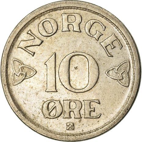 Norway 10 Øre - Haakon VII Coin KM396 1951 - 1957