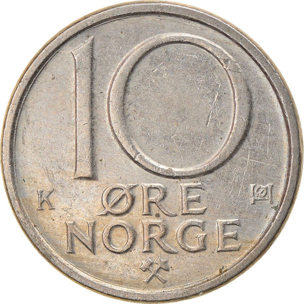 Norway 10 Øre - Olav V Coin KM416 1974 - 1991