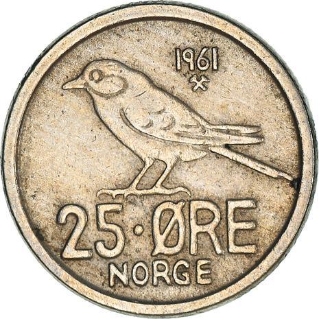 Norway 25 Øre - Olav V Coin KM407 1958 - 1973