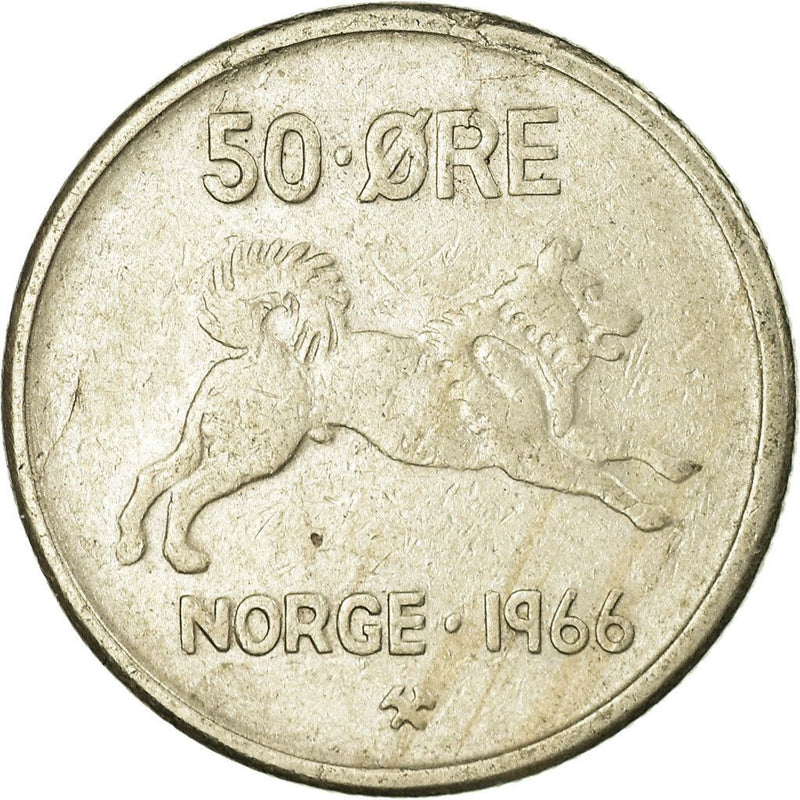 Norway 50 Øre - Olav V Coin KM408 1958 - 1973