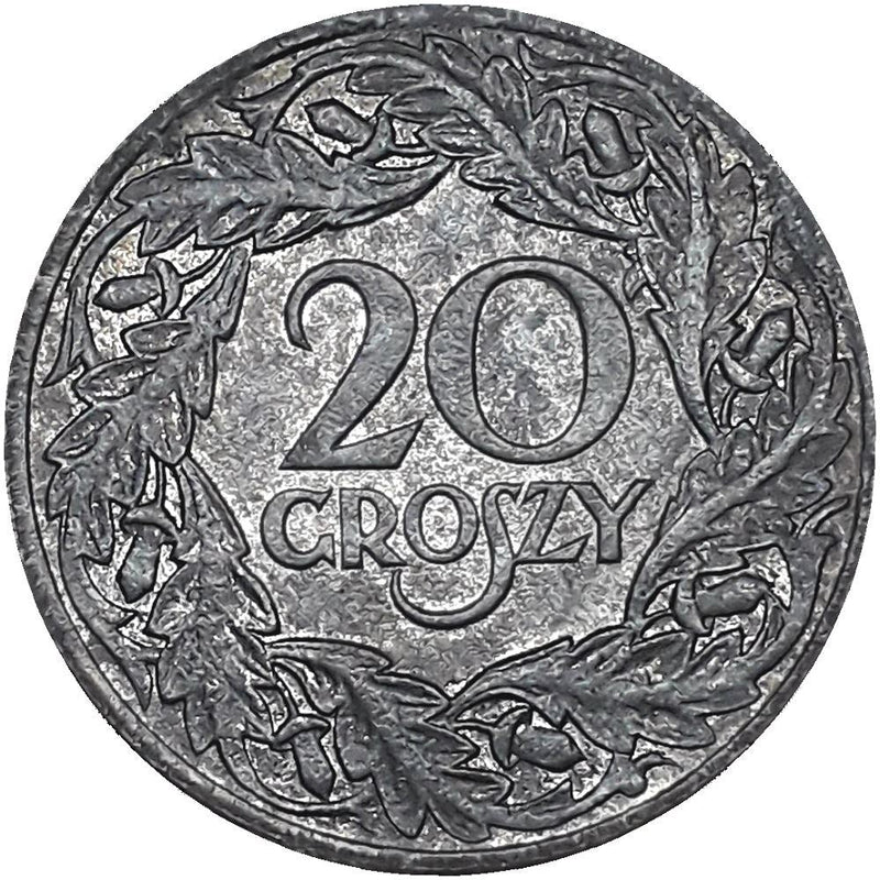 Poland | 20 Groszy Coin | German Occupation WW II | Eagle | KM37 | 1923