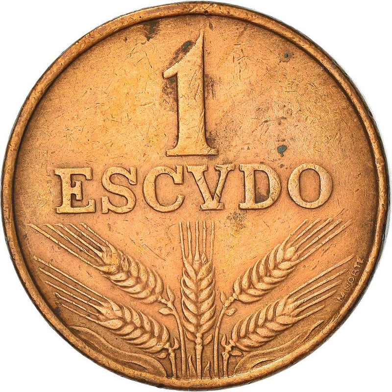 Portugal 1 Escudo Coin | Shield | Wheat Ear | KM597 | 1969 - 1979
