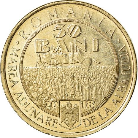 Romania Coin | 50 Bani | Ștefan Cicio Pop | Gheorghe Pop de Băsești | Iuliu Maniu | Vasile Goldiș | Iuliu Hossu | Alba Lulia Great Union | KM425 | 2018