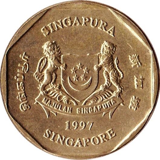 Singapore | 1 Dollar Coin | Ribbon downwards | KM103 | 1992 - 2013 | Aluminium-bronze