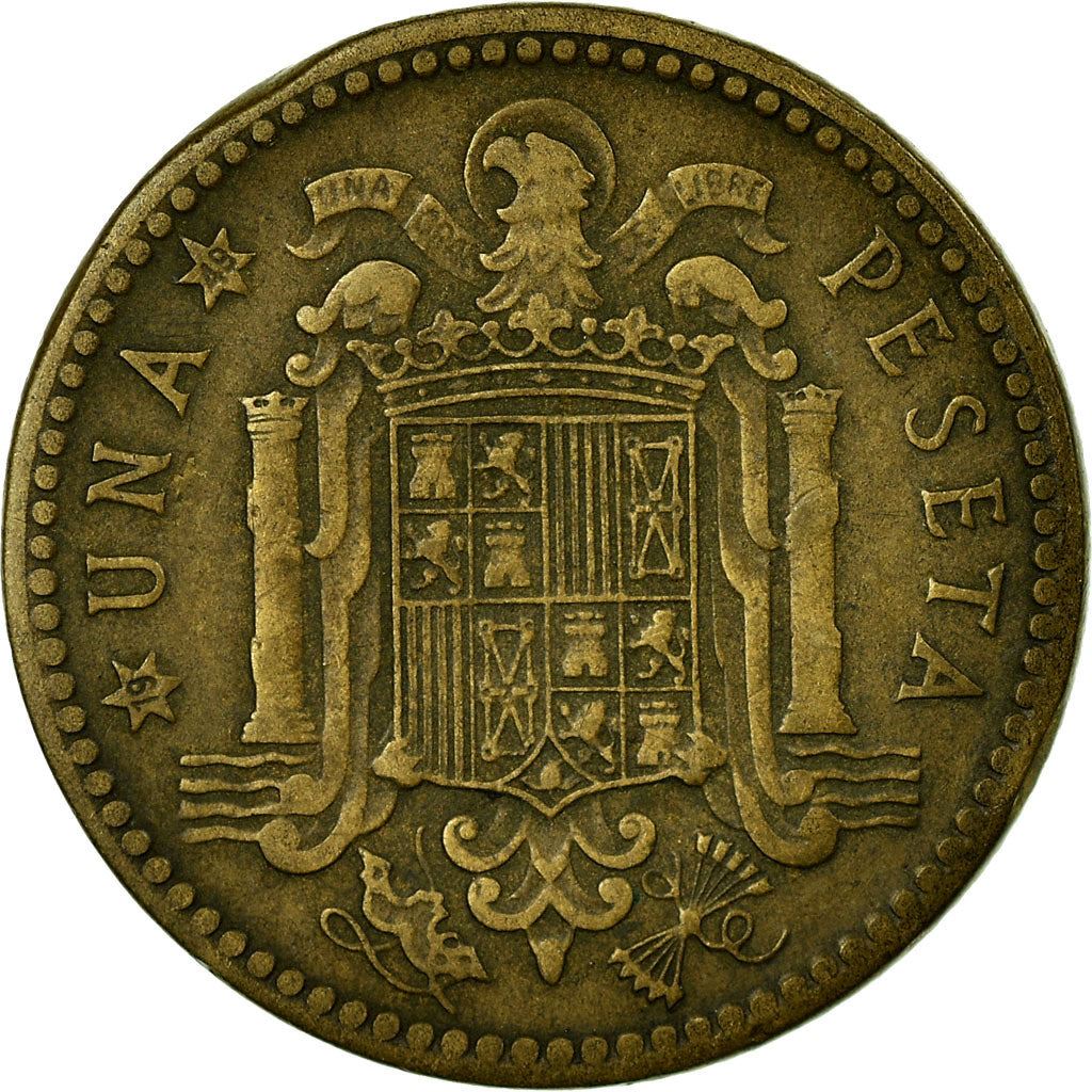 Spain 1 Peseta - Francisco Franco 1st portrait Coin KM775 1946 - 1963