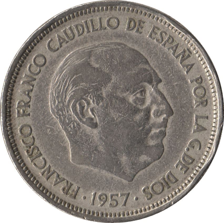 Spain 50 Pesetas - Francisco Franco Coin KM788 1957 (1958 - 1975)