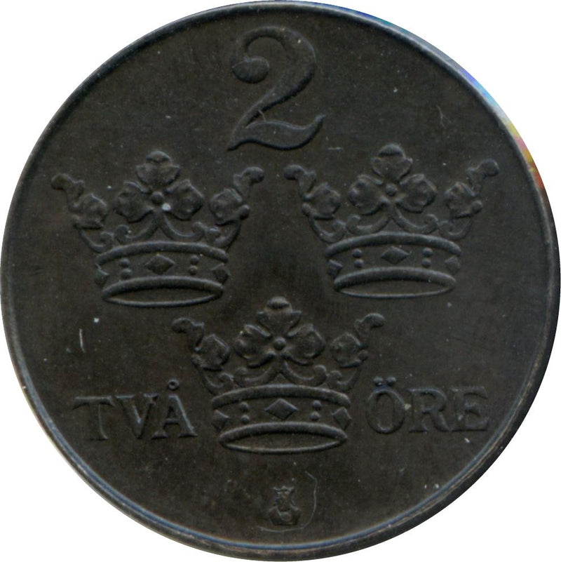 Swedish Coin 2 Öre | King Gustaf V | Sweden | 1942 - 1950