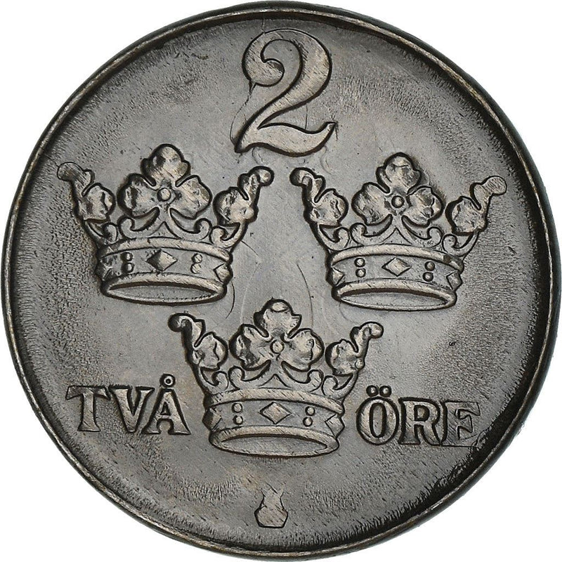 Swedish Coin 2 Öre | King Gustaf V | Sweden | 1942 - 1950