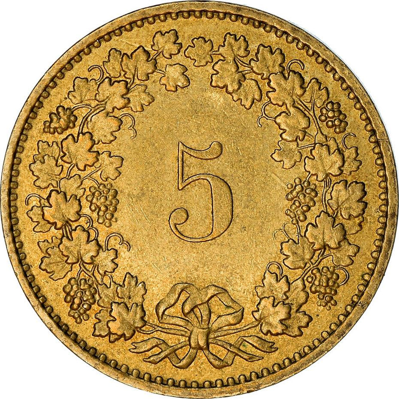Switzerland Coin Swiss 5 Rappen | Goddess of Liberty Libertas | KM26c | 1981 - 2021
