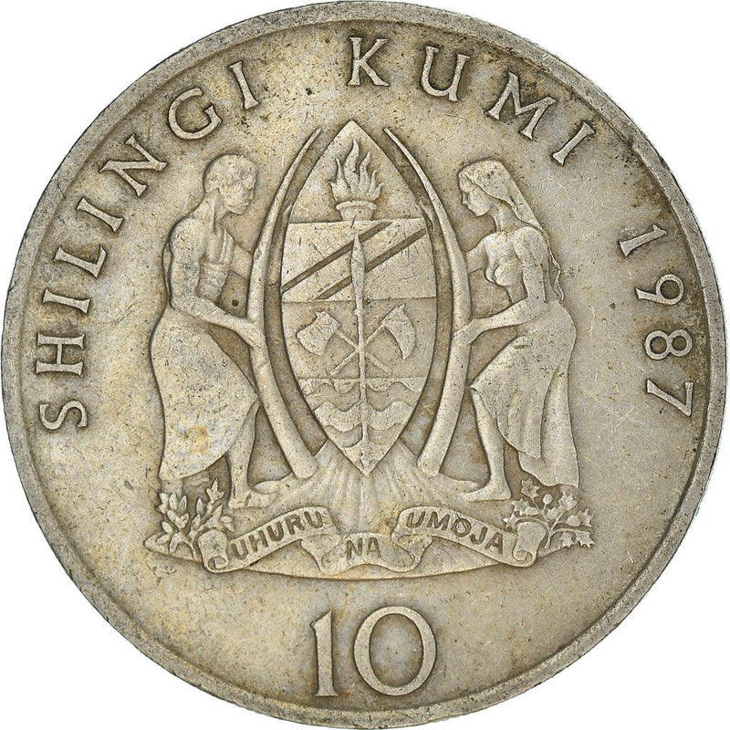Tanzania 10 Shilingi Coin | President J.K. Nyerere | KM20 | 1987 - 1989