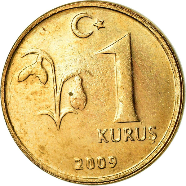 Turkey Coin Turkish 1 Kurus | President Mustafa Kemal Ataturk | Snowdrop Flower | KM1239 | 2009 - 2020