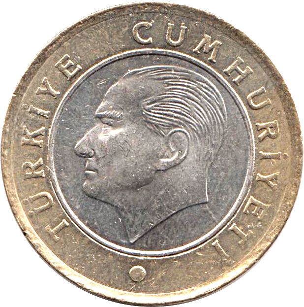 Turkey Coin Turkish 1 Lira | President Mustafa Kemal Ataturk | Moon Star | KM1244 | 2009 - 2021