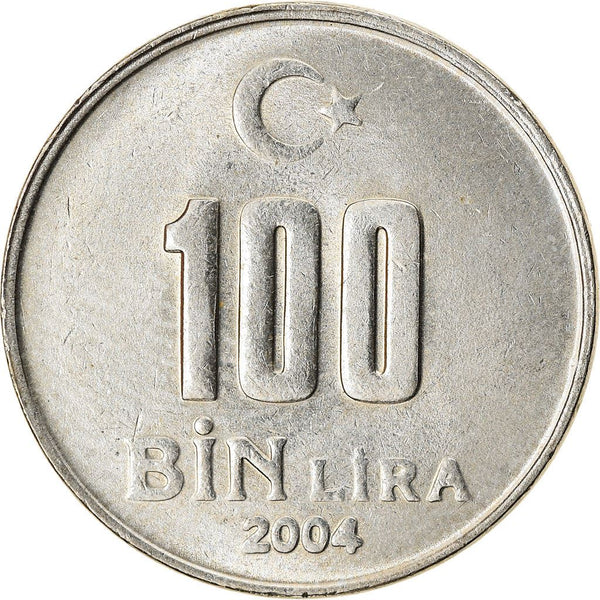 Turkey Coin Turkish 100 000 Lira | President Mustafa Kemal Ataturk | KM1106 | 2001 - 2004