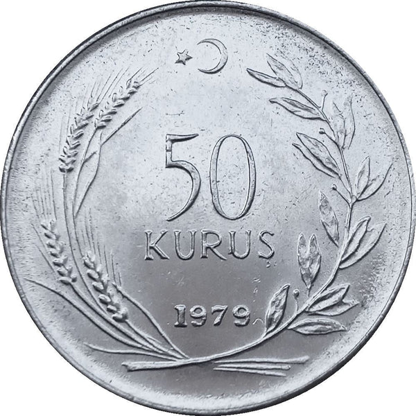 Turkey Coin Turkish 50 Kurus | FAO | Bride | Moon Star | KM899 | 1971 - 1979