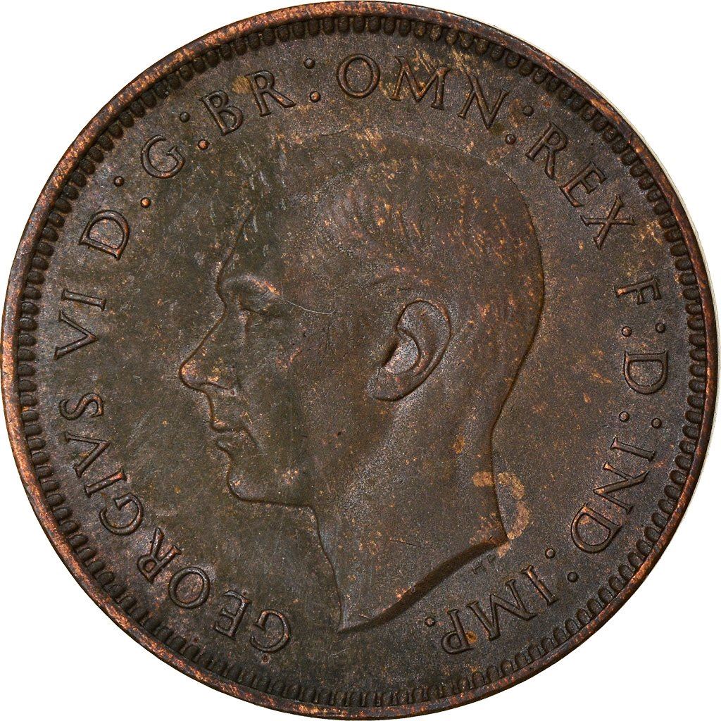 United Kingdom 1 Farthing - George VI with 'IND:IMP' | Coin KM843 1937 - 1948