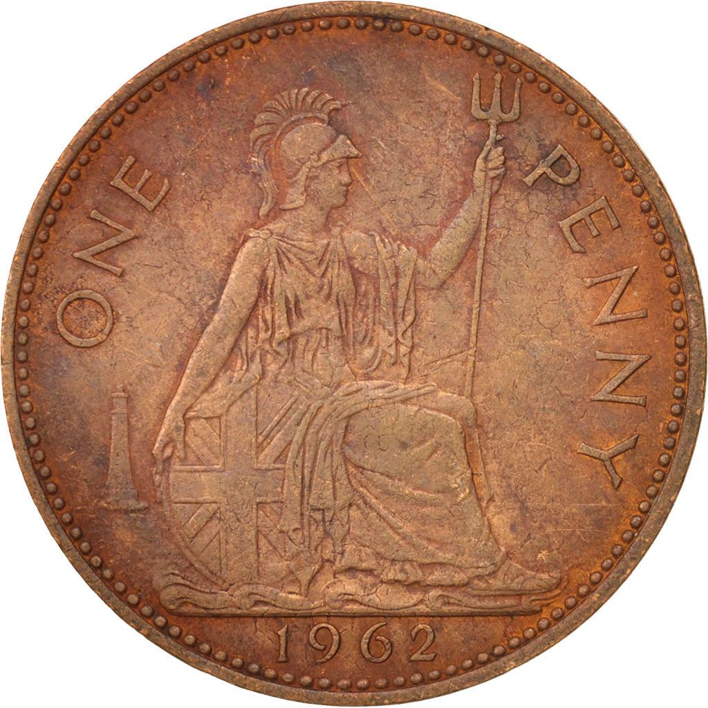 United Kingdom 1 Penny - Elizabeth II 1st portrait | without 'BRITT:OMN' | Coin KM897 1954 - 1970