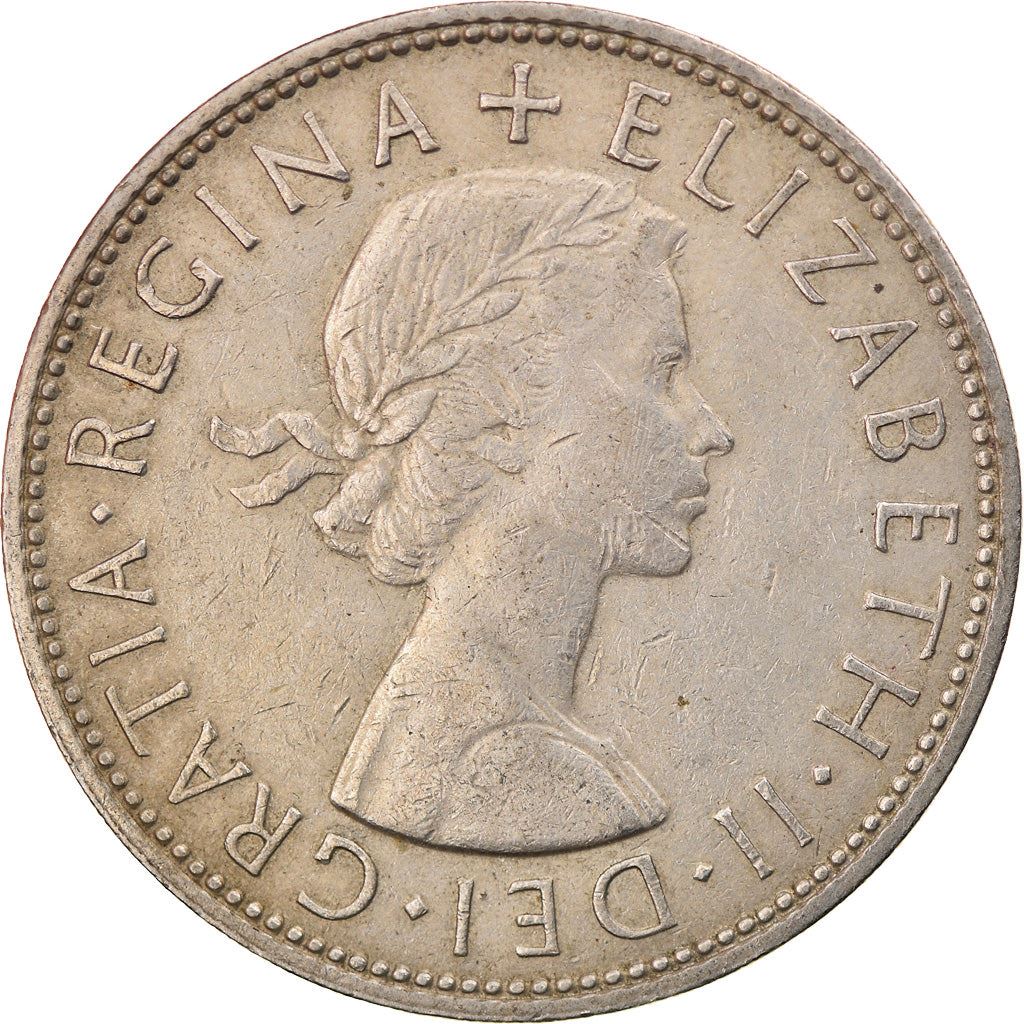 United Kingdom ½ Crown - Elizabeth II 1st portrait | no 'BRITT:OMN' | Coin KM907 1954 - 1970