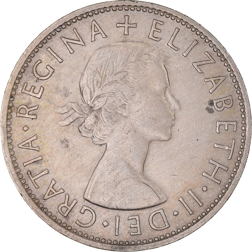 United Kingdom ½ Crown - Elizabeth II 1st portrait | no 'BRITT:OMN' | Coin KM907 1954 - 1970