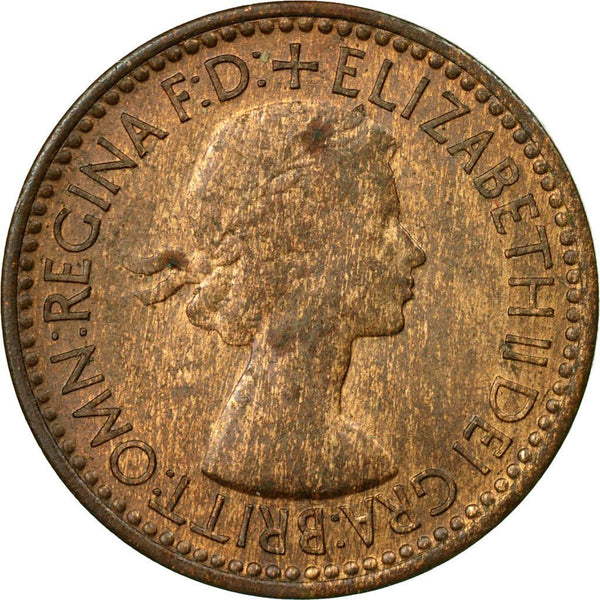 United Kingdom Coin 1 Farthing | Elizabeth II 1st portrait | with 'BRITT:OMN' | 1953