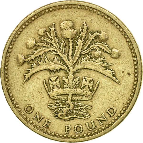 United Kingdom Coin 1 Pound | Elizabeth II 2nd portrait | Scottish Thistle | 1984