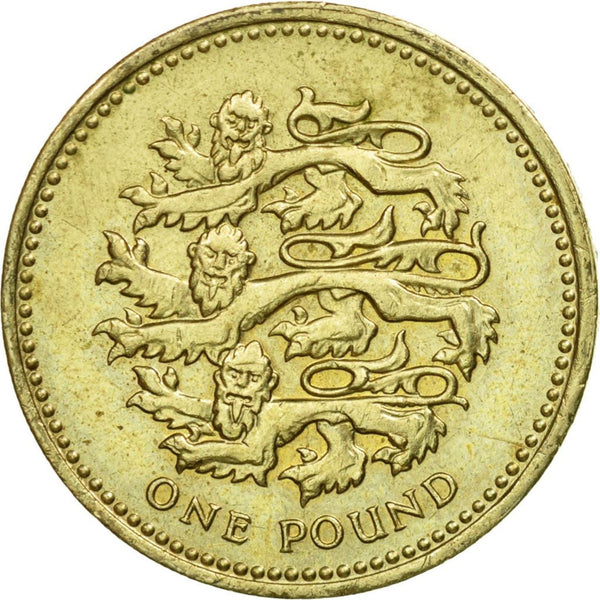 United Kingdom Coin 1 Pound | Elizabeth II 3rd portrait | English Lions | 1997